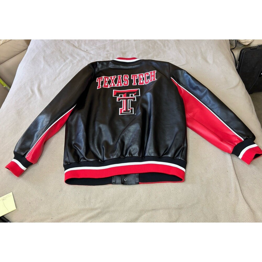 Vintage Texas Tech Red Raiders Pro Edge Faux Leather Jacket Size L 42/44